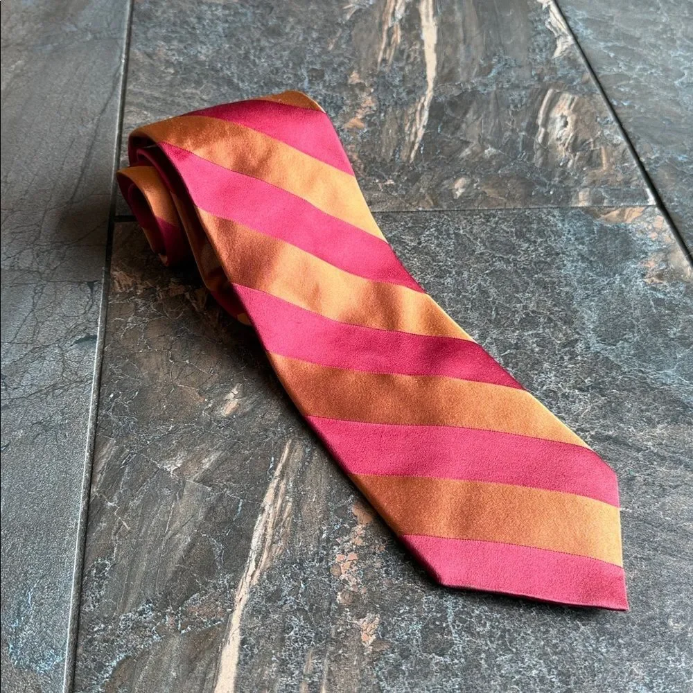 TED BAKER LONDON BURNT ORANGE/RED STRIPED DESIGNER TIE  - 100% IMPORTED SILK